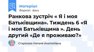 Ранкова зустріч « Я і моя Батьківщина». Тиждень 6 «Я і моя Батьківщина ». День  другий «Де я проживаю?»