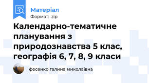 Календарно-тематичне планування з природознавства 5 клас, географія 6, 7, 8, 9 класи