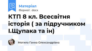 КТП 8 кл. Всесвітня історія ( за підручником І.Щупака та ін)