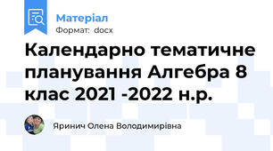 Календарно тематичне планування Алгебра 8 клас 2021 -2022 н.р.