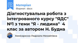 Діагностувальна робота з інтегрованого курсу "ЯДС"  №1 з теми "Я - людина"  4 клас за автором Н. Будна