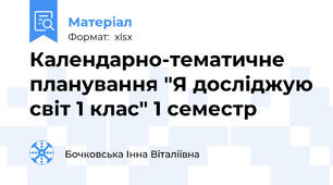 Календарно-тематичне планування "Я досліджую світ 1 клас" 1 семестр