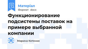 Функционирование подсистемы поставок на примере выбранной компании