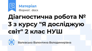 Діагностична робота № 3 з курсу "Я досліджую світ" 2 клас НУШ