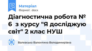 Діагностична робота № 6  з курсу "Я досліджую світ" 2 клас НУШ