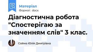 Діагностична робота "Спостерігаю за значенням слів" 3 клас.