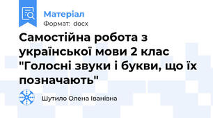 Самостійна робота з української мови 2 клас "Голосні звуки і букви, що їх позначають"