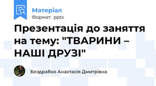 Презентація до заняття на тему: "ТВАРИНИ – НАШІ ДРУЗІ"