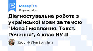 Діагностувальна робота з української мови за темою "Мова і мовлення. Текст. Речення", 4 клас НУШ
