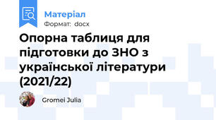 Опорна таблиця для  підготовки до ЗНО з української літератури (2021/22)