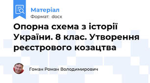 Опорна схема з історії України. 8 клас. Утворення реєстрового козацтва