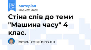 Стіна слів до теми "Машина часу" 4 клас.