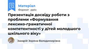Презентація досвіду роботи з проблеми «Формування лексико-граматичної компетентності у дітей молодшого шкільного віку»