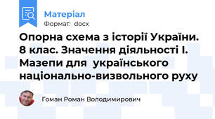 Опорна схема з історії України. 8 клас. Значення діяльності І. Мазепи для  українського національно-визвольного руху