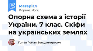 Опорна схема з історії України. 7 клас. Скіфи на українських землях