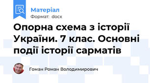 Опорна схема з історії України. 7 клас. Основні події історії сарматів