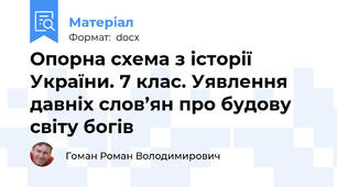 Опорна схема з історії України. 7 клас. Уявлення давніх слов’ян про будову світу богів