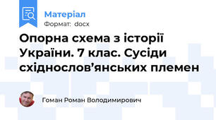Опорна схема з історії України. 7 клас. Сусіди східнослов’янських племен