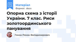Опорна схема з історії України. 7 клас. Риси золотоординського панування