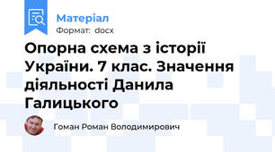 Опорна схема з історії України. 7 клас. Значення діяльності Данила Галицького