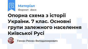 Опорна схема з історії України. 7 клас. Основні групи залежного населення Київської Русі