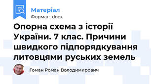 Опорна схема з історії України. 7 клас. Причини швидкого підпорядкування литовцями руських земель