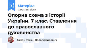 Опорна схема з історії України. 7 клас. Ставлення до православного духовенства