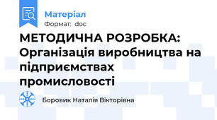 МЕТОДИЧНА РОЗРОБКА: Організація виробництва на підприємствах промисловості