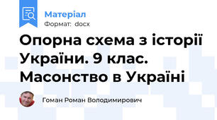 Опорна схема з історії України. 9 клас. Масонство в Україні