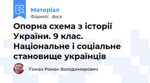 Опорна схема з історії України. 9 клас. Національне і соціальне становище українців