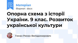 Опорна схема з історії України. 9 клас. Розвиток української культури