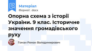 Опорна схема з історії України. 9 клас. Історичне значення громадівського руху