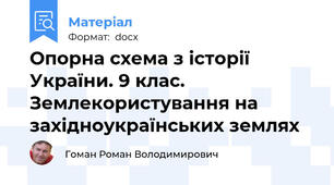 Опорна схема з історії України. 9 клас. Землекористування на західноукраїнських землях