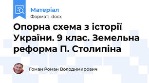 Опорна схема з історії України. 9 клас. Земельна реформа П. Столипіна