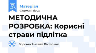 МЕТОДИЧНА РОЗРОБКА: Корисні страви підлітка