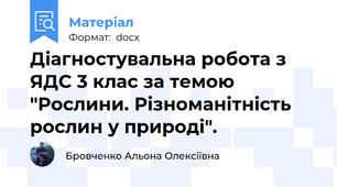 Діагностувальна робота з ЯДС 3 клас за темою "Рослини. Різноманітність рослин у природі".