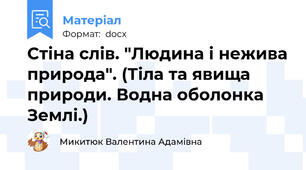 Стіна слів. "Людина і нежива природа". (Тіла та явища природи. Водна оболонка Землі.)
