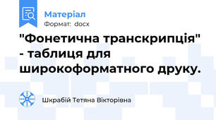 "Фонетична транскрипція" - таблиця для широкоформатного друку.