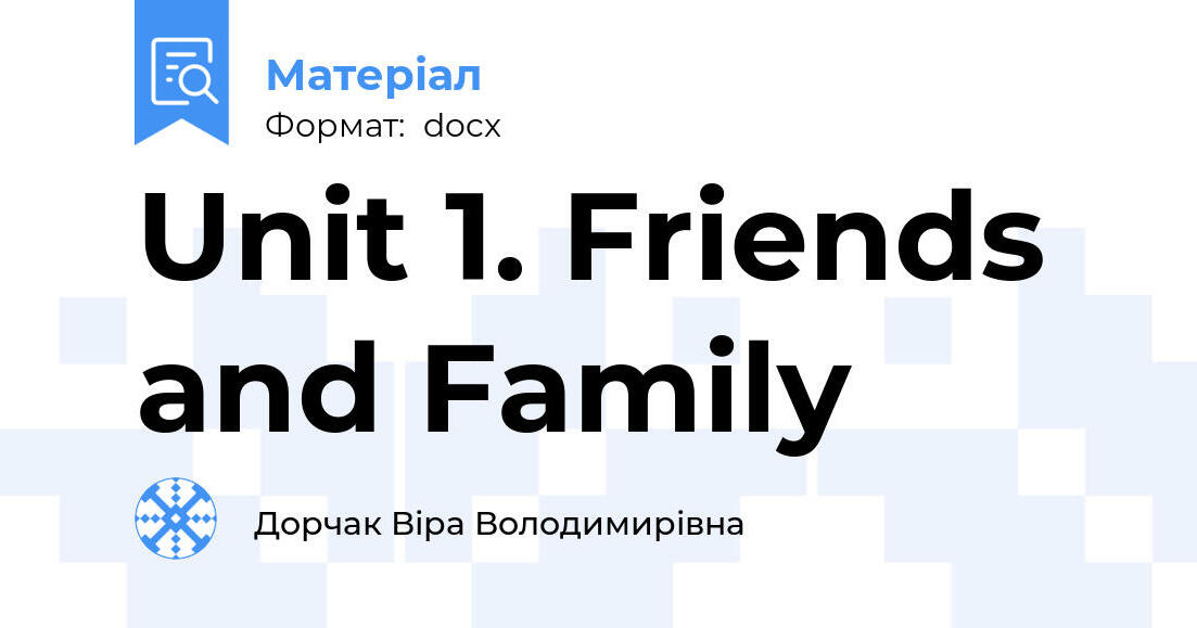 Sprawdzian Z Unitu 1 Friends And Family