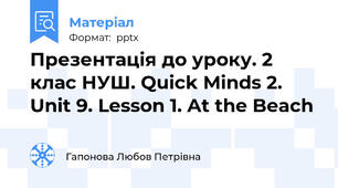 Презентація до уроку. 2 клас НУШ. Quick Minds 2. Unit 9. Lesson 1. At the Beach