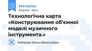 Технологічна карта «Конструювання об'ємної моделі музичного інструмента.»