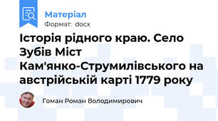 Історія рідного краю. Село Зубів Міст Кам'янко-Струмилівського на австрійській карті 1779 року