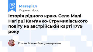 Історія рідного краю. Село Малі Нагірці Кам'янко-Струмилівського повіту на австрійській карті 1779 року