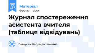 Журнал спостереження асистента вчителя (таблиця відвідувань)