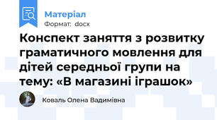 Конспект заняття з розвитку граматичного мовлення для дітей середньої групи на тему: «В магазині іграшок»
