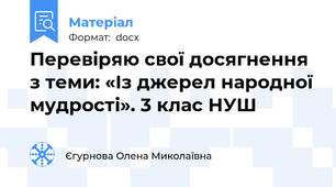 Перевіряю свої досягнення з теми: «Із джерел народної мудрості». 3 клас НУШ