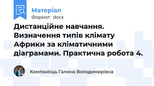 Дистанційне навчання. Визначення типів клімату Африки за кліматичними діаграмами. Практична робота 4.