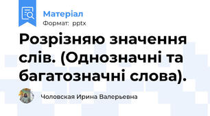 Розрізняю значення слів. (Однозначні та багатозначні слова).