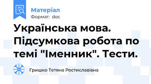 Українська мова. Підсумкова робота по темі "Іменник". Тести.
