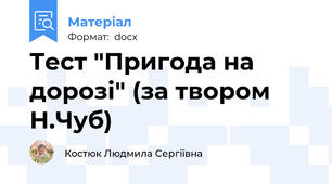 Тест "Пригода на дорозі" (за твором Н.Чуб)